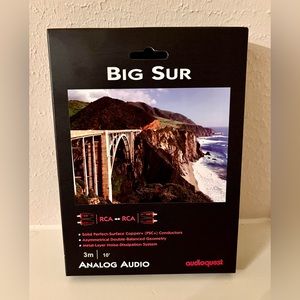 Big Sur AudioQuest RCA.
Analog Interconnect 2..NEW. Never opened box